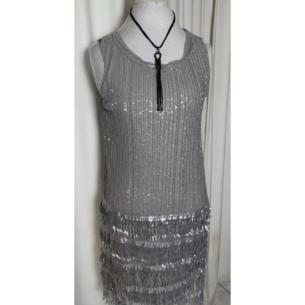 Silver Sequin Fringe Dress | Gatsby Inspired Western Glam | Party | Vegas | Prom